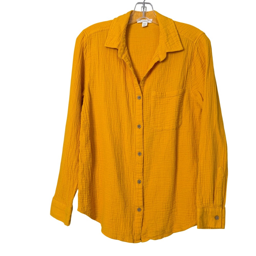 Beachlunchlounge Gauze Top Womens S Yellow Oversized Relaxed Beach Cotton